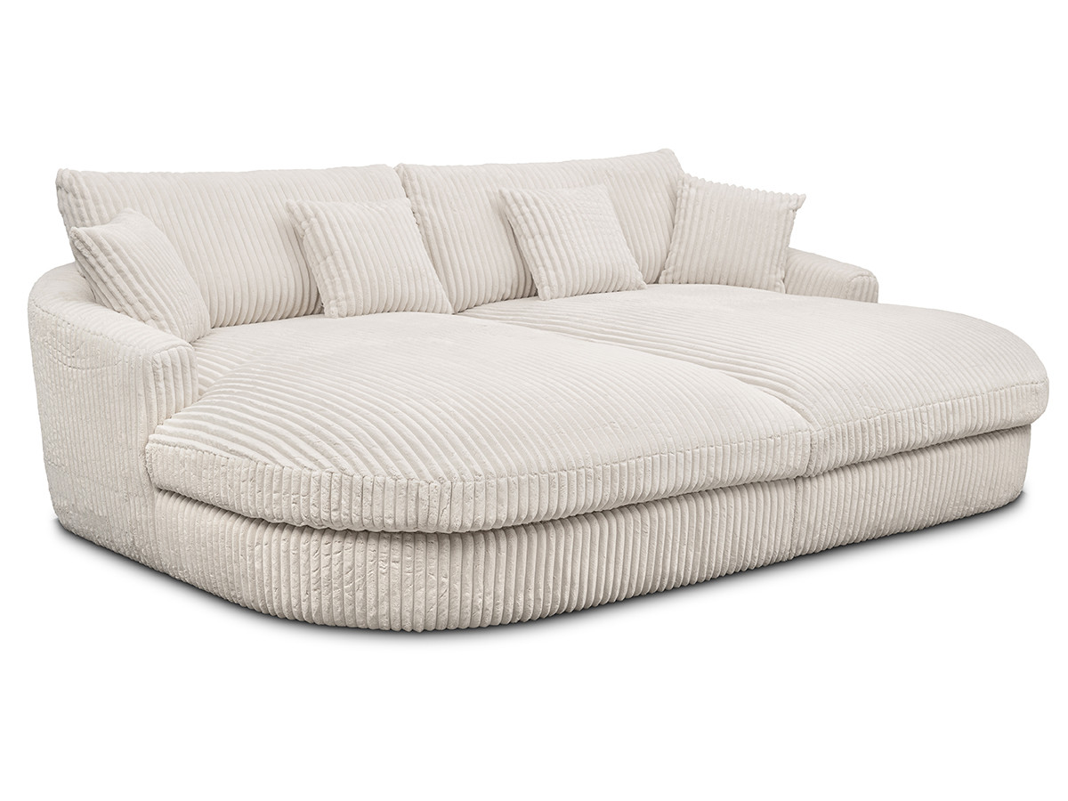 belem vaste 3-zits rechte bank met diepe zitting, grote zachte ribbels gekleurd beige