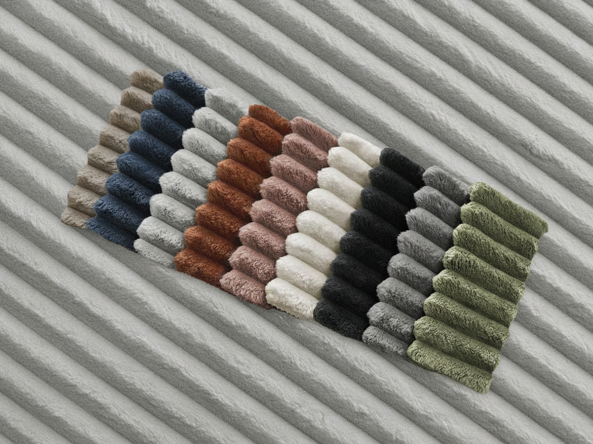 Canapé droit 3 places BELEM assise profonde gros côtelé doux gris clair