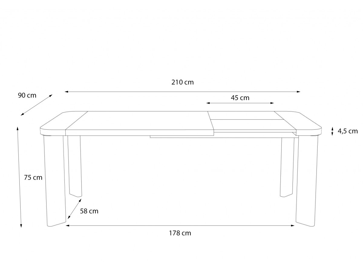 Uitschuifbare eettafel 150 tot 210 cm LUMINY massief eiken fineer