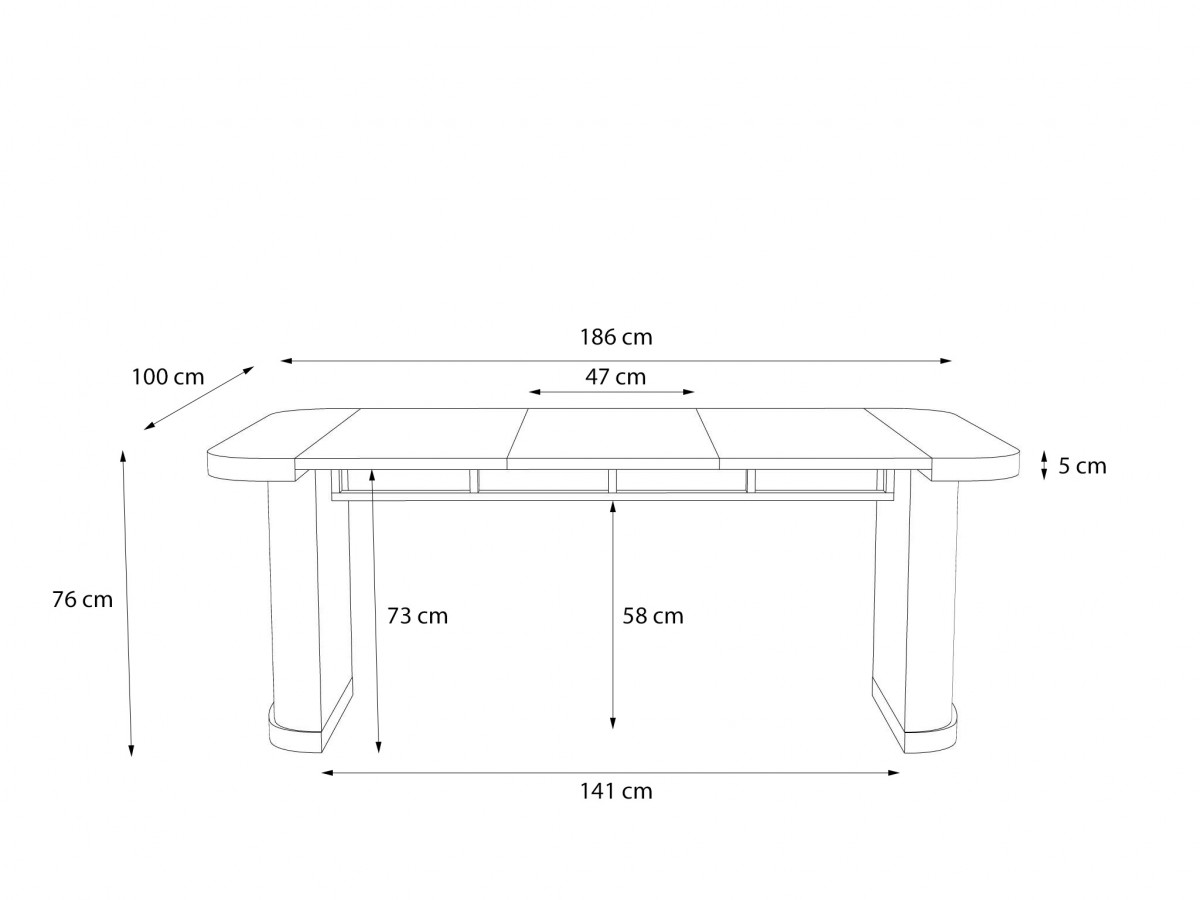 Uitschuifbare console 45 tot 187 cm CASSIS massief eiken fineer