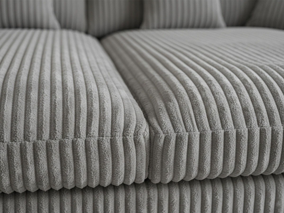 Canapé droit 3 places BELEM assise profonde gros côtelé doux gris foncé — vue 6