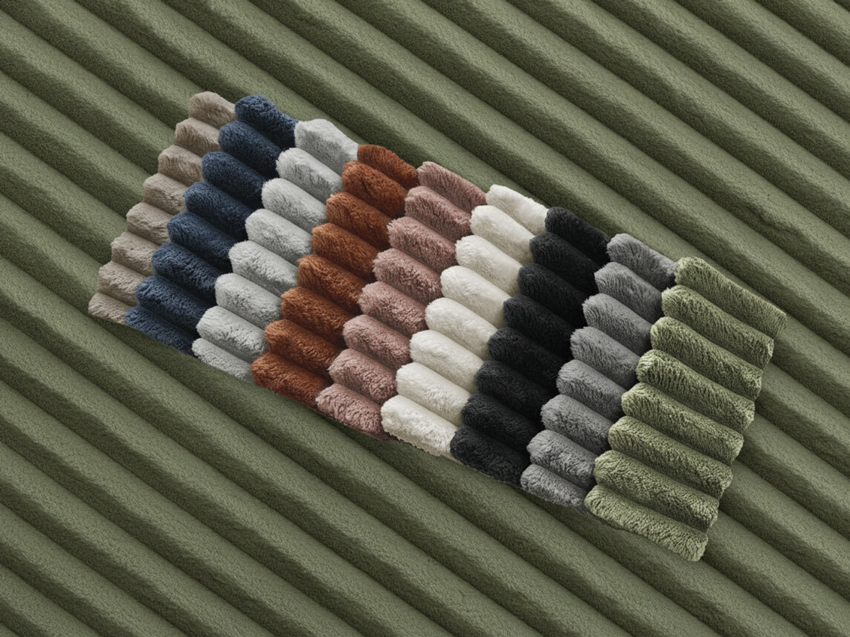 Canapé droit 3 places BELEM assise profonde gros côtelé doux vert — vue 4