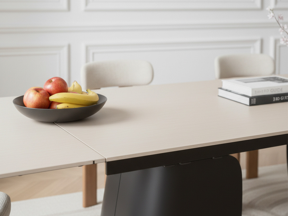 JULIA uitschuifbare eettafel 180 tot 260 cm met travertin-effect stenen blad