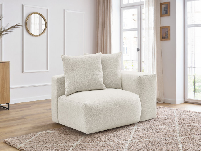 Chauffeuse 1 place avec accoudoir pour canapé modulable VOLTAIRE tissu chiné