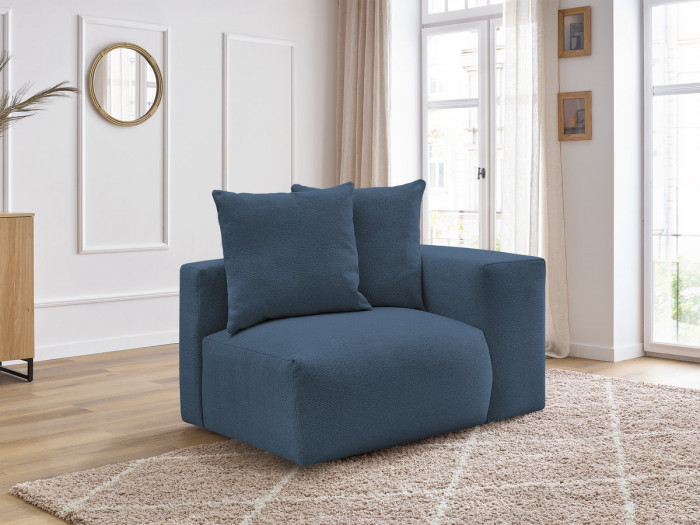 Chauffeuse 1 place avec accoudoir pour canapé modulable VOLTAIRE tissu chiné