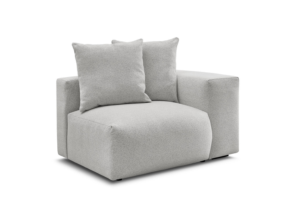 1-zits fauteuil met armleuning voor modulaire bank voltaire in gemêleerde stof gekleurd lichtgrijs