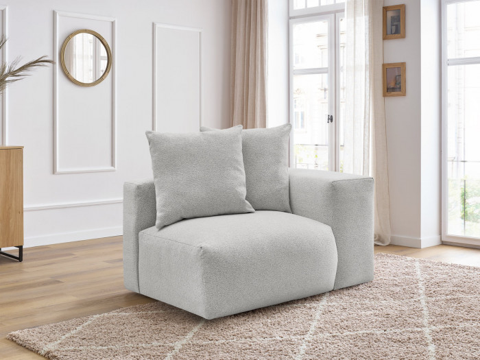 Chauffeuse 1 place avec accoudoir pour canapé modulable VOLTAIRE tissu chiné