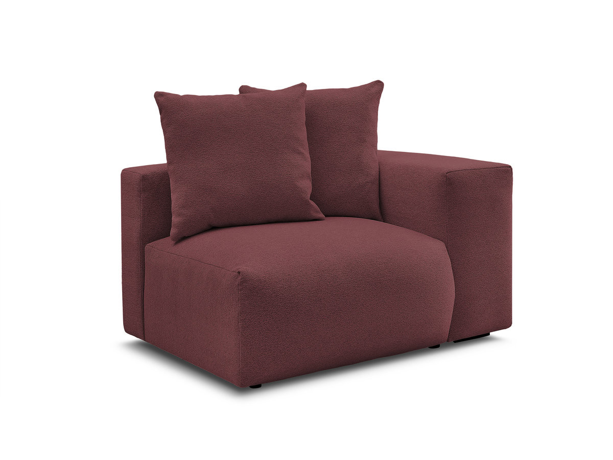 1-zits fauteuil met armleuning voor modulaire bank voltaire in gemêleerde stof gekleurd rood