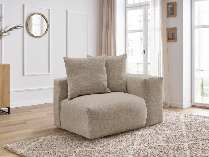 Chauffeuse 1 place avec accoudoir pour canapé modulable VOLTAIRE tissu chiné