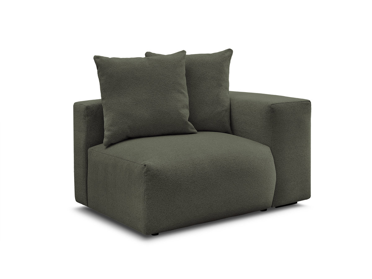 1-zits fauteuil met armleuning voor modulaire bank voltaire in gemêleerde stof gekleurd groente