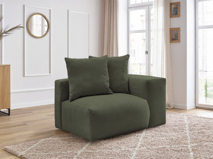 Chauffeuse 1 place avec accoudoir pour canapé modulable VOLTAIRE tissu chiné