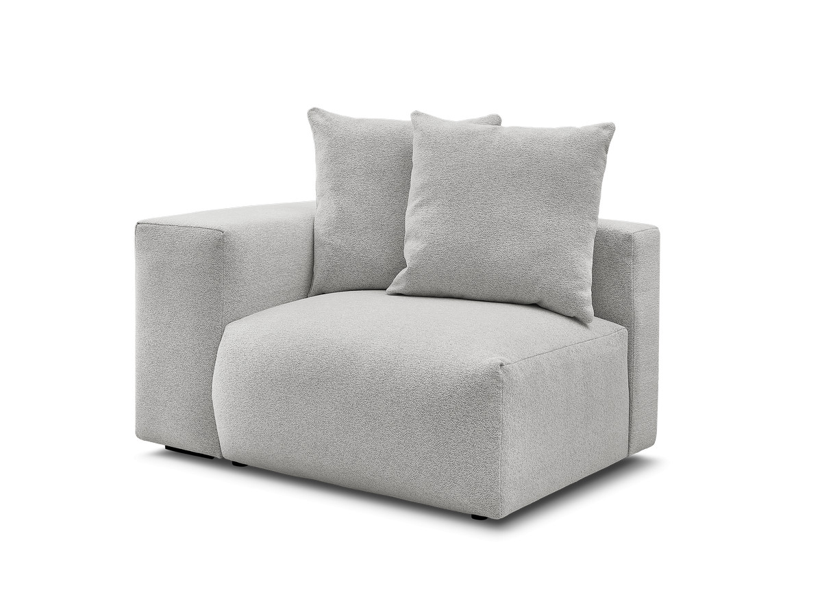 1-zits fauteuil met armleuning voor modulaire bank voltaire in gemêleerde stof gekleurd lichtgrijs