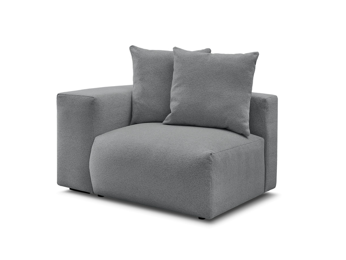 1-zits fauteuil met armleuning voor modulaire bank voltaire in gemêleerde stof gekleurd donkergrijs