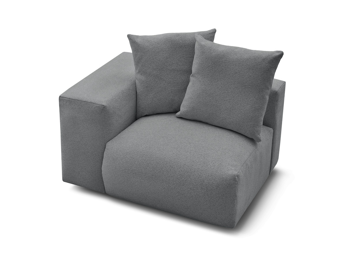 Chauffeuse 1 place avec accoudoir pour canapé modulable VOLTAIRE tissu chiné gris foncé  angle gauche BOBOCHIC 1 places