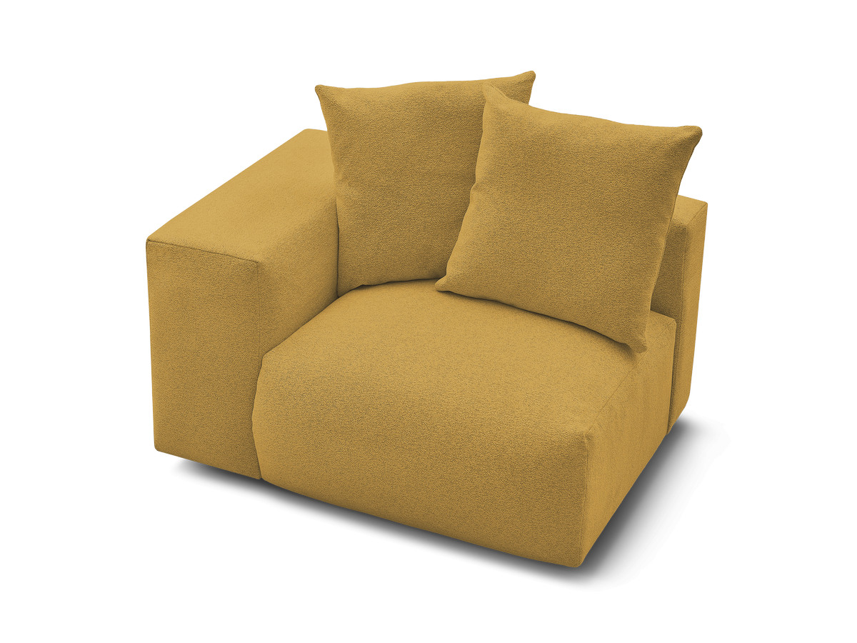Chauffeuse 1 place avec accoudoir pour canapé modulable VOLTAIRE tissu chiné jaune  angle gauche BOBOCHIC 1 places