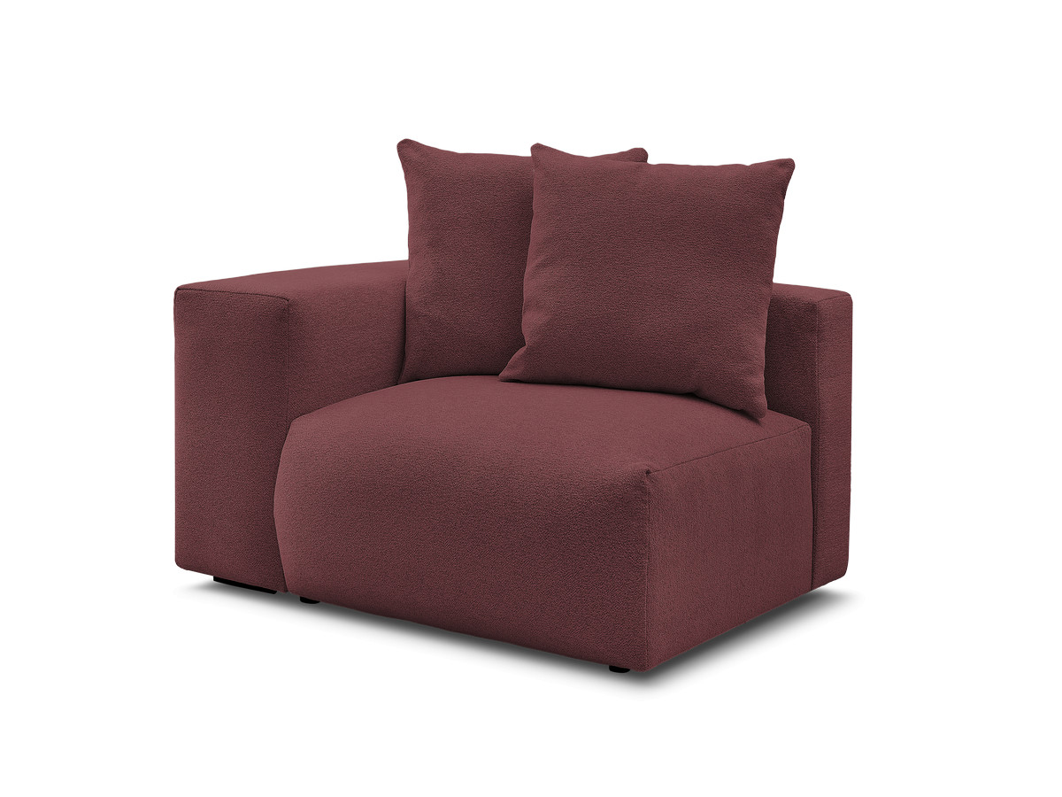 1-zits fauteuil met armleuning voor modulaire bank voltaire in gemêleerde stof gekleurd rood