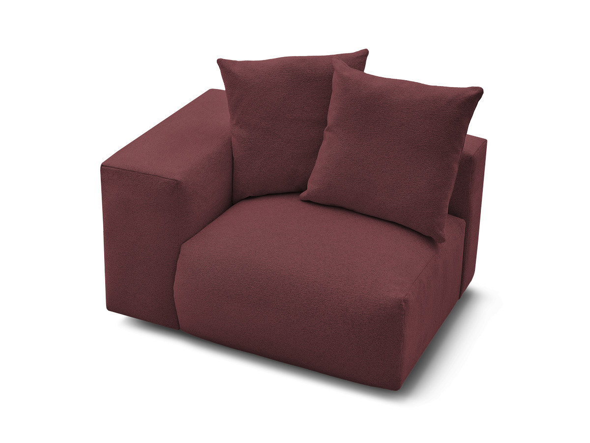 Chauffeuse 1 place avec accoudoir pour canapé modulable VOLTAIRE tissu chiné rouge  angle gauche BOBOCHIC 1 places