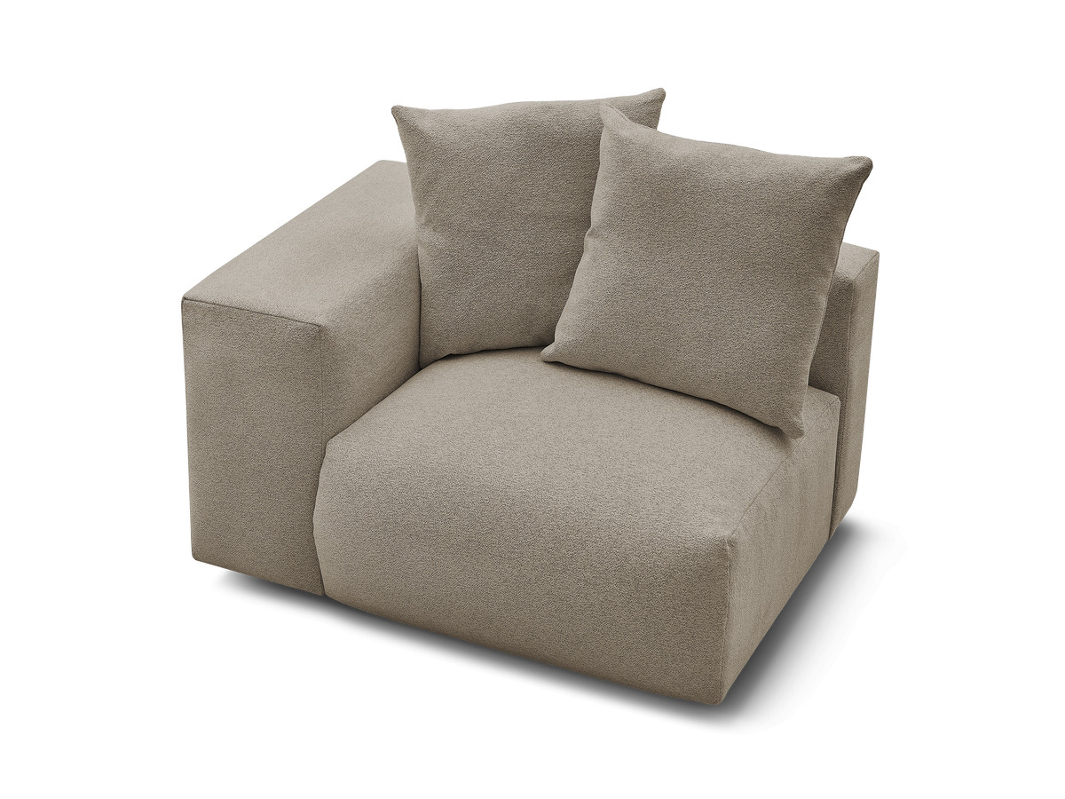 Chauffeuse 1 place avec accoudoir pour canapé modulable VOLTAIRE tissu chiné taupe angle gauche BOBOCHIC 1 places