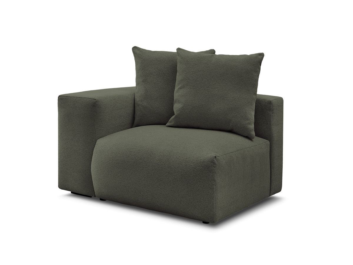 1-zits fauteuil met armleuning voor modulaire bank voltaire in gemêleerde stof gekleurd groente