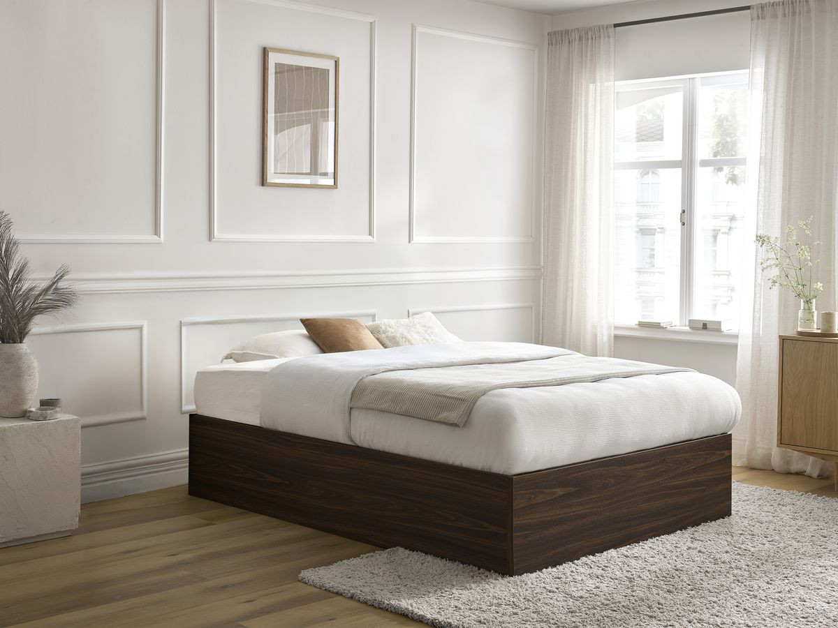 Sommier coffre NIRA rangement XL bois foncé