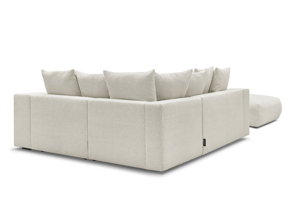 VOLTAIRE modulaire vaste hoekbank met 1 2-zits fauteuil, 1 hoek- en 1 1-zits fauteuil in gemêleerde stof met poef