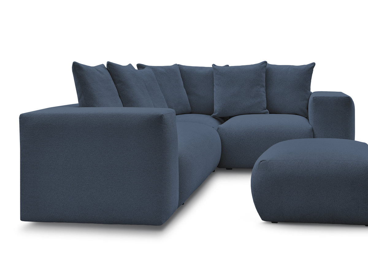VOLTAIRE modulaire vaste hoekbank met 1 2-zits fauteuil, 1 hoek- en 1 1-zits fauteuil in gemêleerde stof met poef