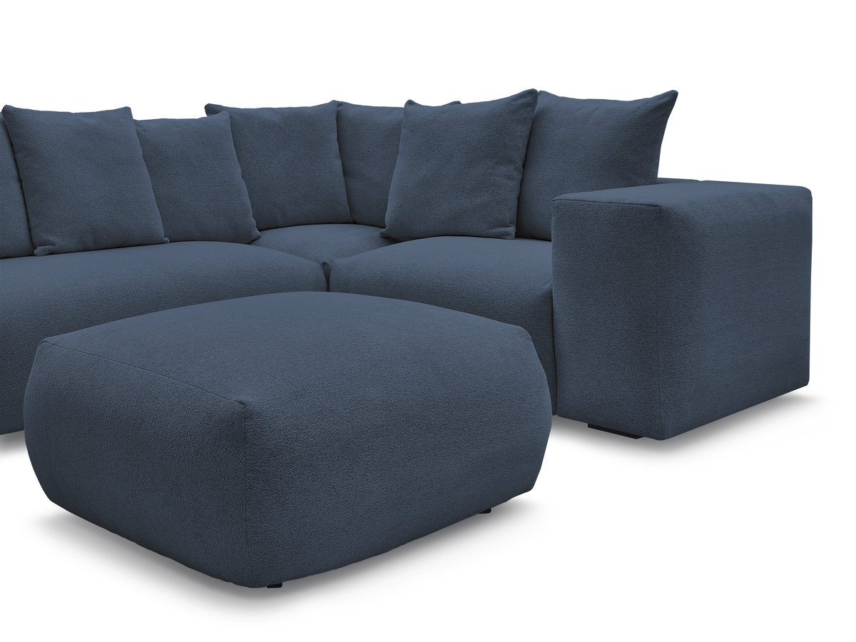 VOLTAIRE modulaire vaste hoekbank met 1 2-zits fauteuil, 1 hoek- en 1 1-zits fauteuil in gemêleerde stof met poef