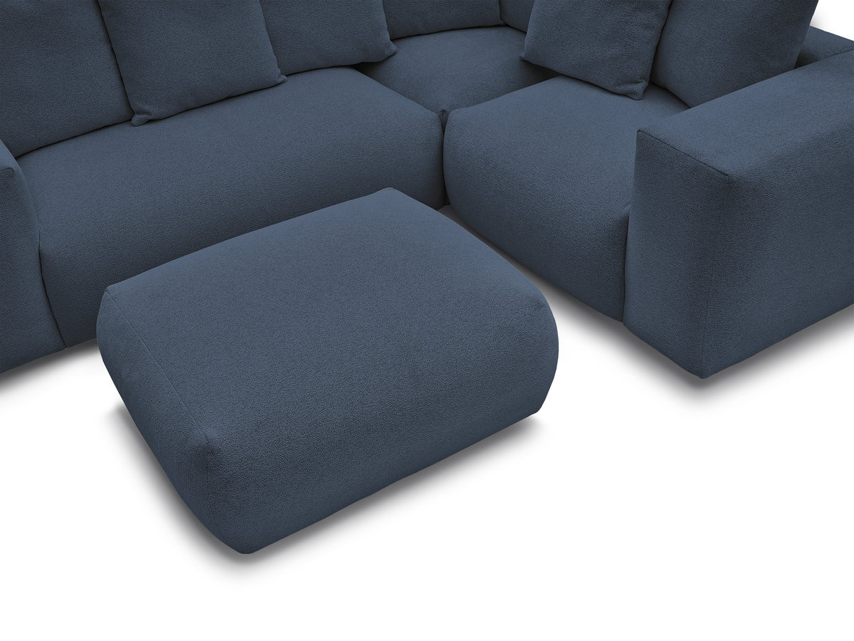 VOLTAIRE modulaire vaste hoekbank met 1 2-zits fauteuil, 1 hoek- en 1 1-zits fauteuil in gemêleerde stof met poef