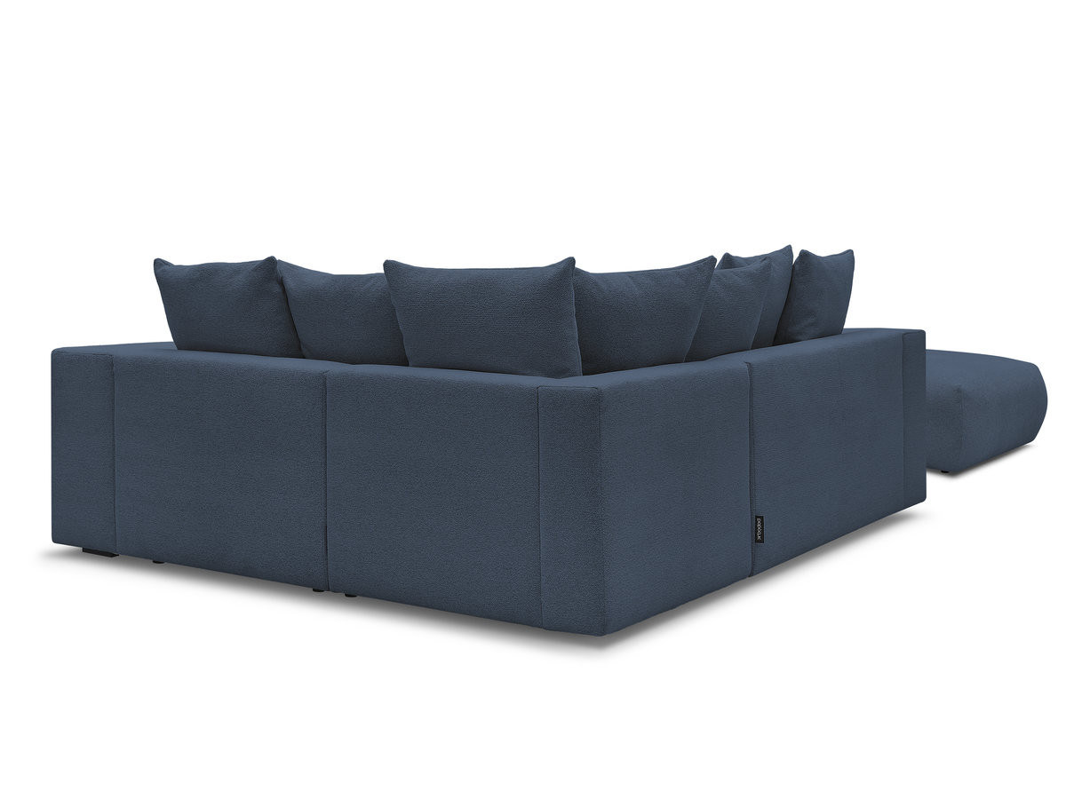VOLTAIRE modulaire vaste hoekbank met 1 2-zits fauteuil, 1 hoek- en 1 1-zits fauteuil in gemêleerde stof met poef
