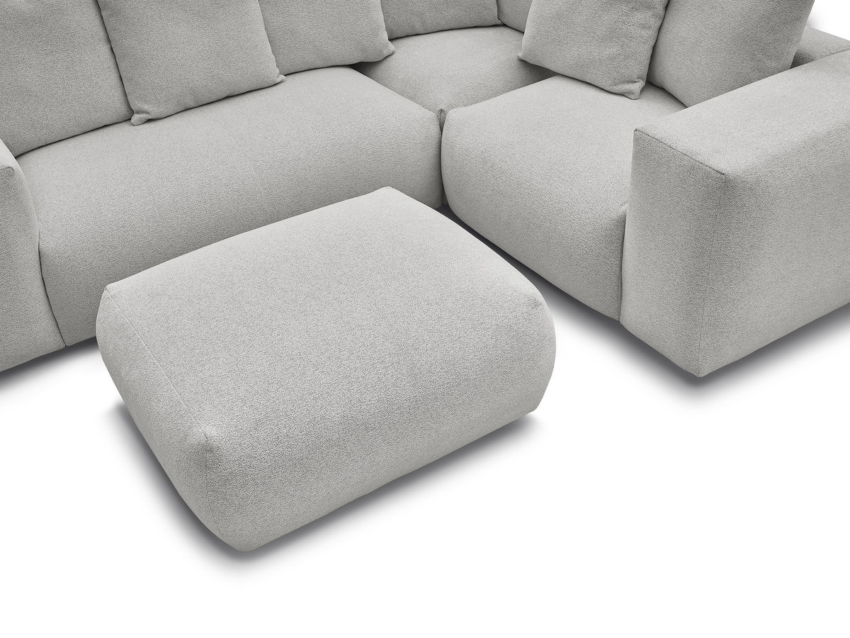 VOLTAIRE modulaire vaste hoekbank met 1 2-zits fauteuil, 1 hoek- en 1 1-zits fauteuil in gemêleerde stof met poef