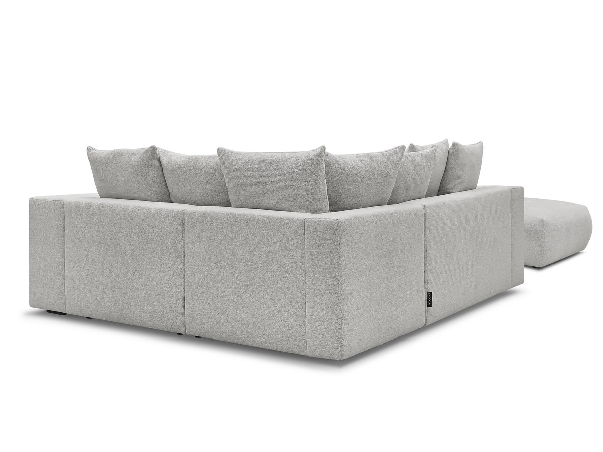 VOLTAIRE modulaire vaste hoekbank met 1 2-zits fauteuil, 1 hoek- en 1 1-zits fauteuil in gemêleerde stof met poef