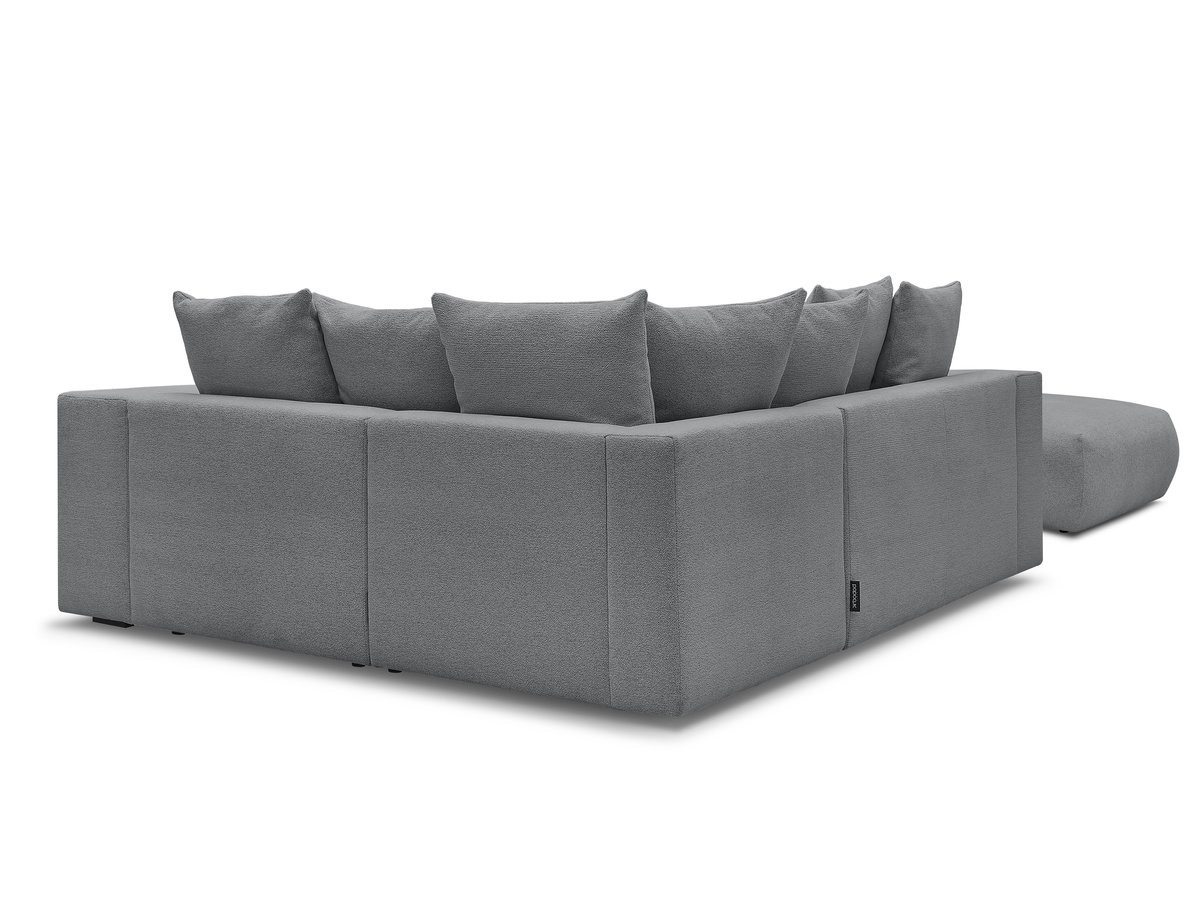 VOLTAIRE modulaire vaste hoekbank met 1 2-zits fauteuil, 1 hoek- en 1 1-zits fauteuil in gemêleerde stof met poef