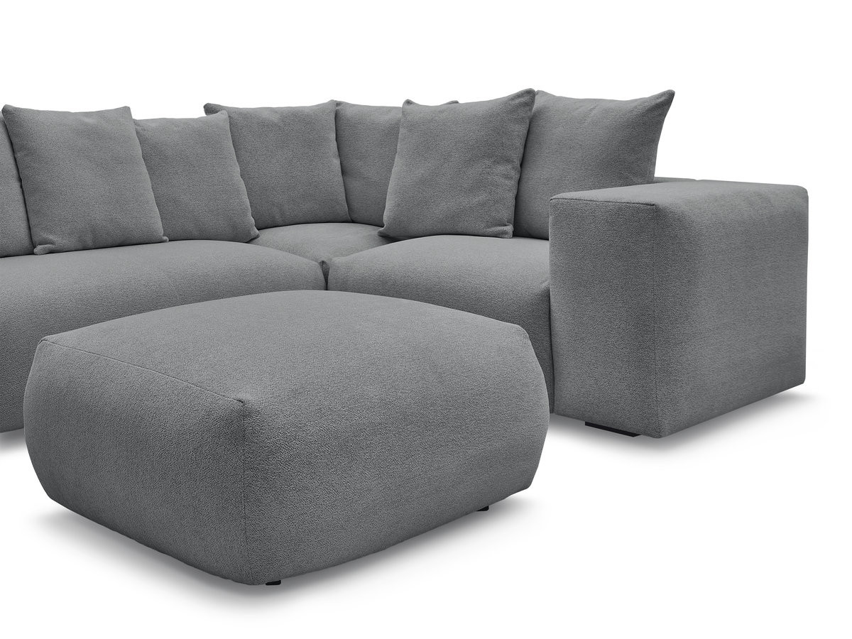 VOLTAIRE modulaire vaste hoekbank met 1 2-zits fauteuil, 1 hoek- en 1 1-zits fauteuil in gemêleerde stof met poef