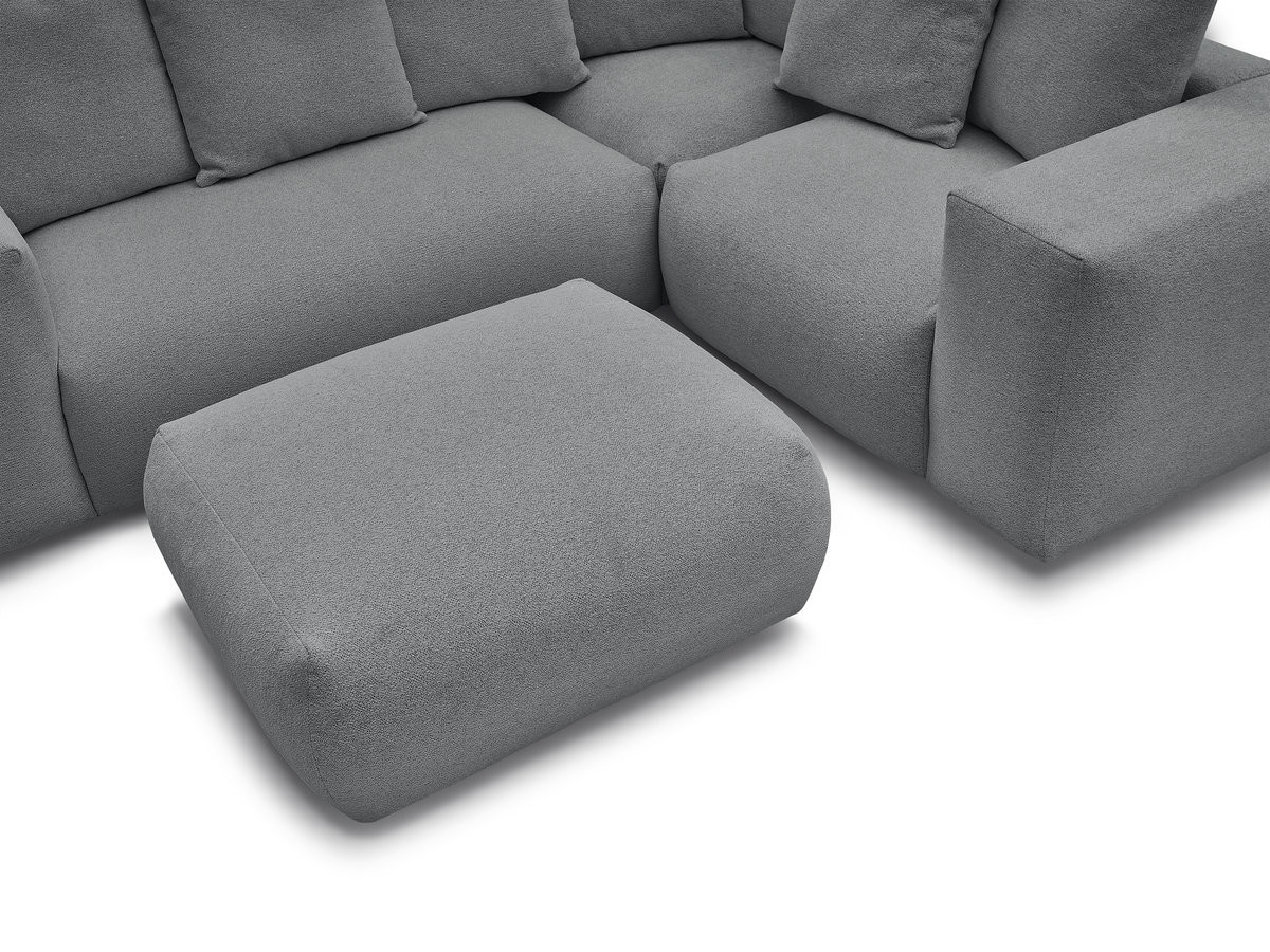 VOLTAIRE modulaire vaste hoekbank met 1 2-zits fauteuil, 1 hoek- en 1 1-zits fauteuil in gemêleerde stof met poef