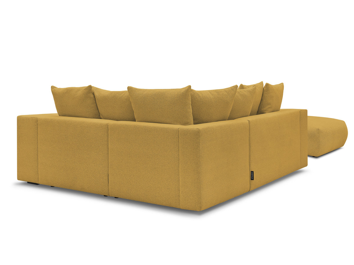 VOLTAIRE modulaire vaste hoekbank met 1 2-zits fauteuil, 1 hoek- en 1 1-zits fauteuil in gemêleerde stof met poef