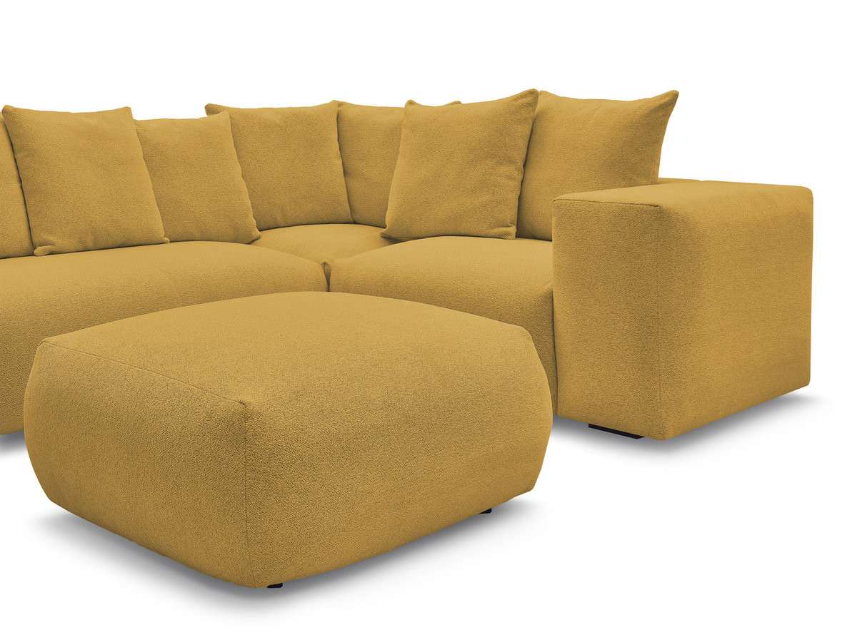 VOLTAIRE modulaire vaste hoekbank met 1 2-zits fauteuil, 1 hoek- en 1 1-zits fauteuil in gemêleerde stof met poef