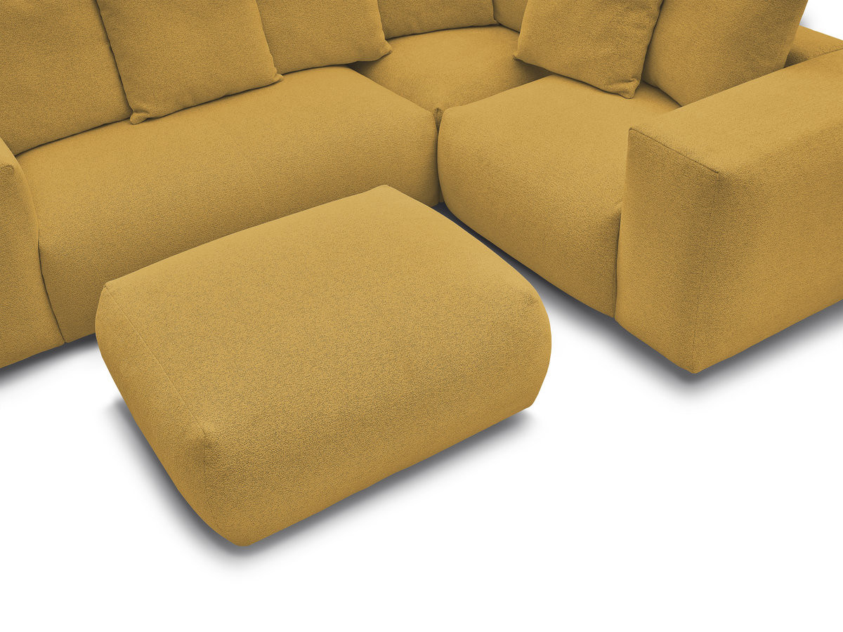 VOLTAIRE modulaire vaste hoekbank met 1 2-zits fauteuil, 1 hoek- en 1 1-zits fauteuil in gemêleerde stof met poef