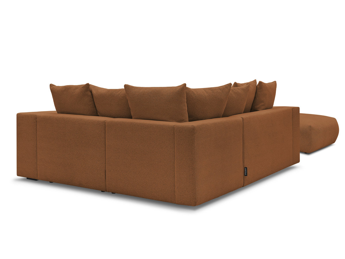 VOLTAIRE modulaire vaste hoekbank met 1 2-zits fauteuil, 1 hoek- en 1 1-zits fauteuil in gemêleerde stof met poef