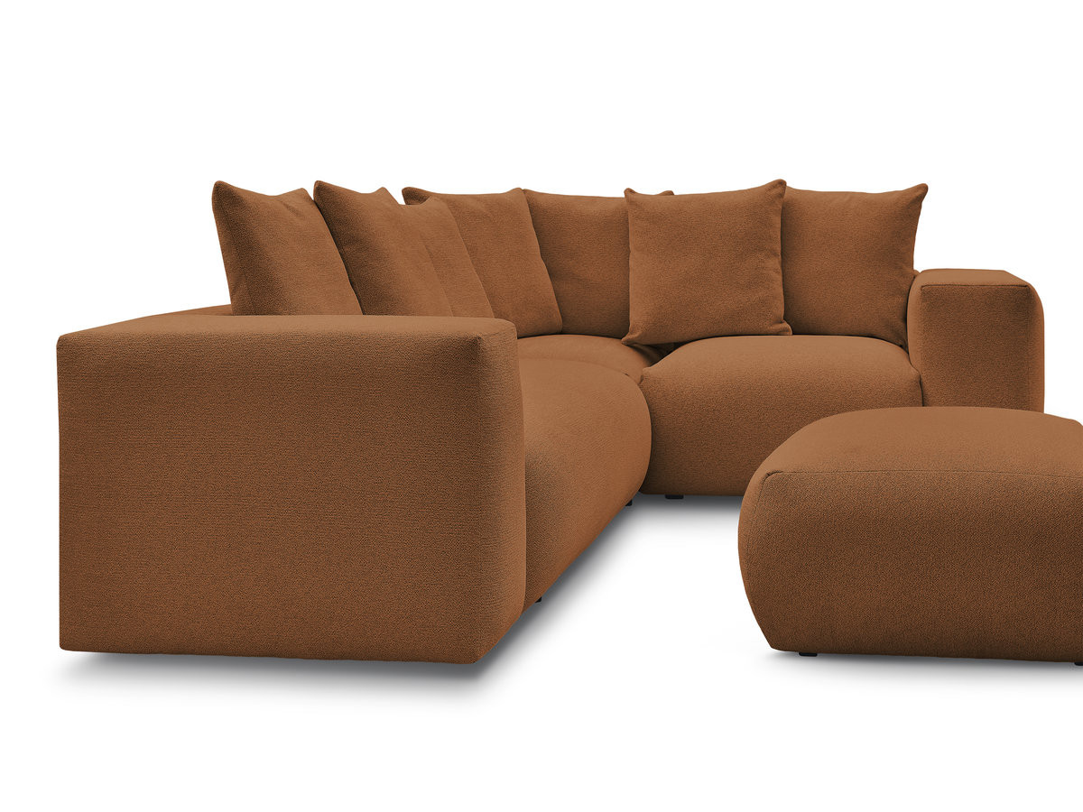 VOLTAIRE modulaire vaste hoekbank met 1 2-zits fauteuil, 1 hoek- en 1 1-zits fauteuil in gemêleerde stof met poef