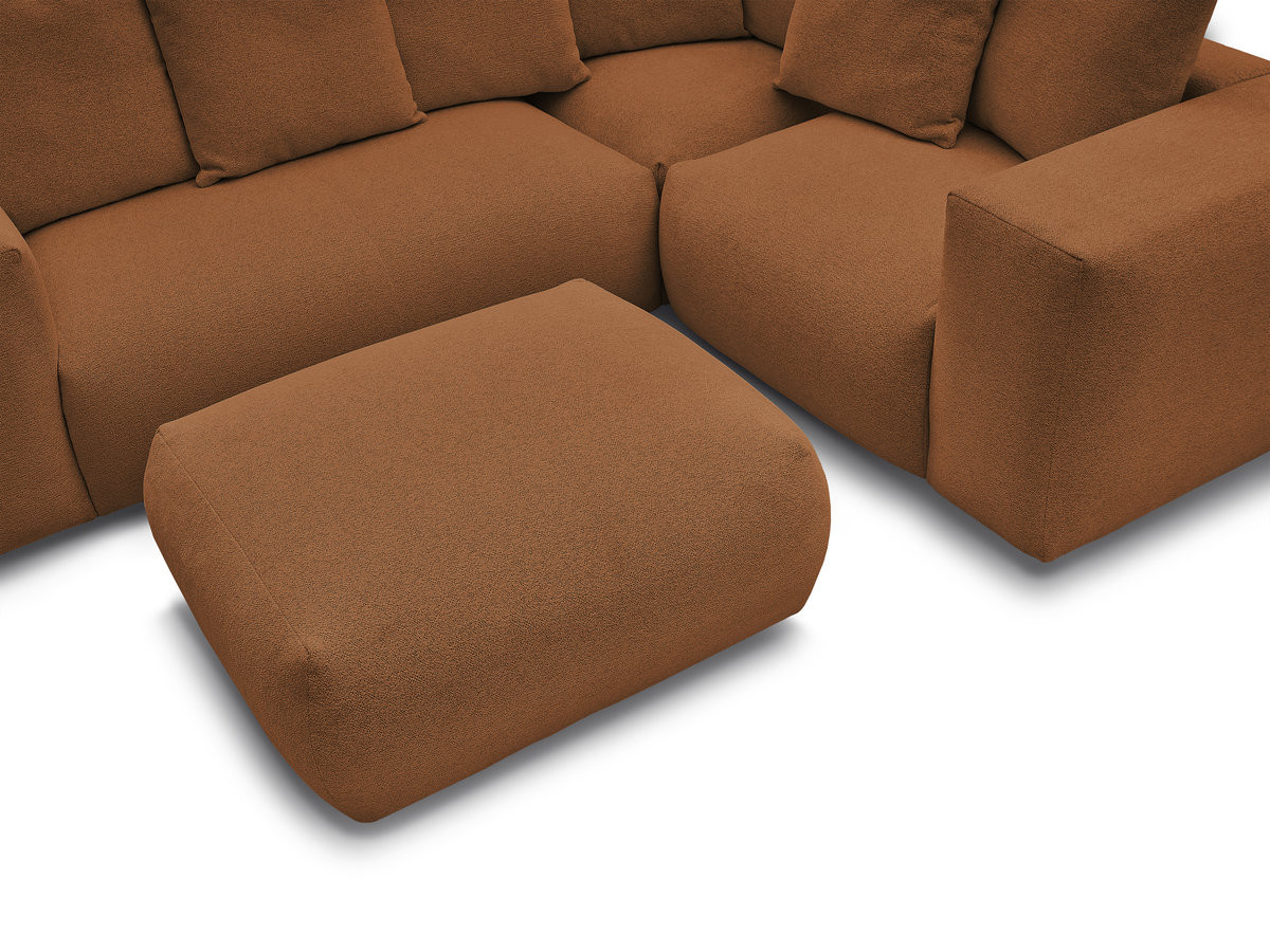 VOLTAIRE modulaire vaste hoekbank met 1 2-zits fauteuil, 1 hoek- en 1 1-zits fauteuil in gemêleerde stof met poef