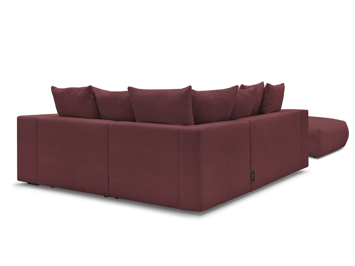 VOLTAIRE modulaire vaste hoekbank met 1 2-zits fauteuil, 1 hoek- en 1 1-zits fauteuil in gemêleerde stof met poef