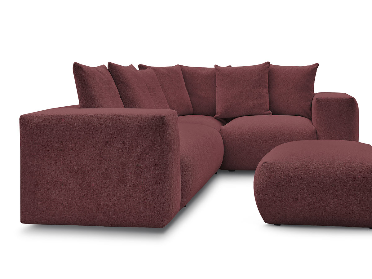 VOLTAIRE modulaire vaste hoekbank met 1 2-zits fauteuil, 1 hoek- en 1 1-zits fauteuil in gemêleerde stof met poef