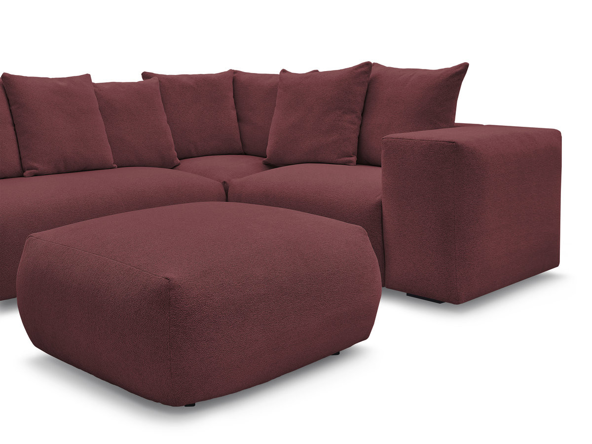 VOLTAIRE modulaire vaste hoekbank met 1 2-zits fauteuil, 1 hoek- en 1 1-zits fauteuil in gemêleerde stof met poef