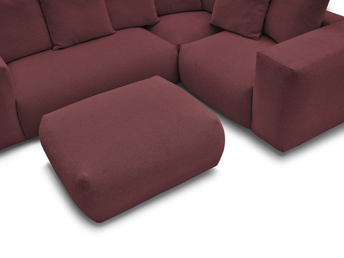 VOLTAIRE modulaire vaste hoekbank met 1 2-zits fauteuil, 1 hoek- en 1 1-zits fauteuil in gemêleerde stof met poef
