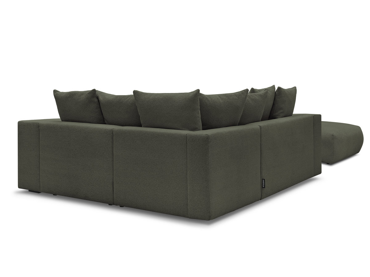 VOLTAIRE modulaire vaste hoekbank met 1 2-zits fauteuil, 1 hoek- en 1 1-zits fauteuil in gemêleerde stof met poef