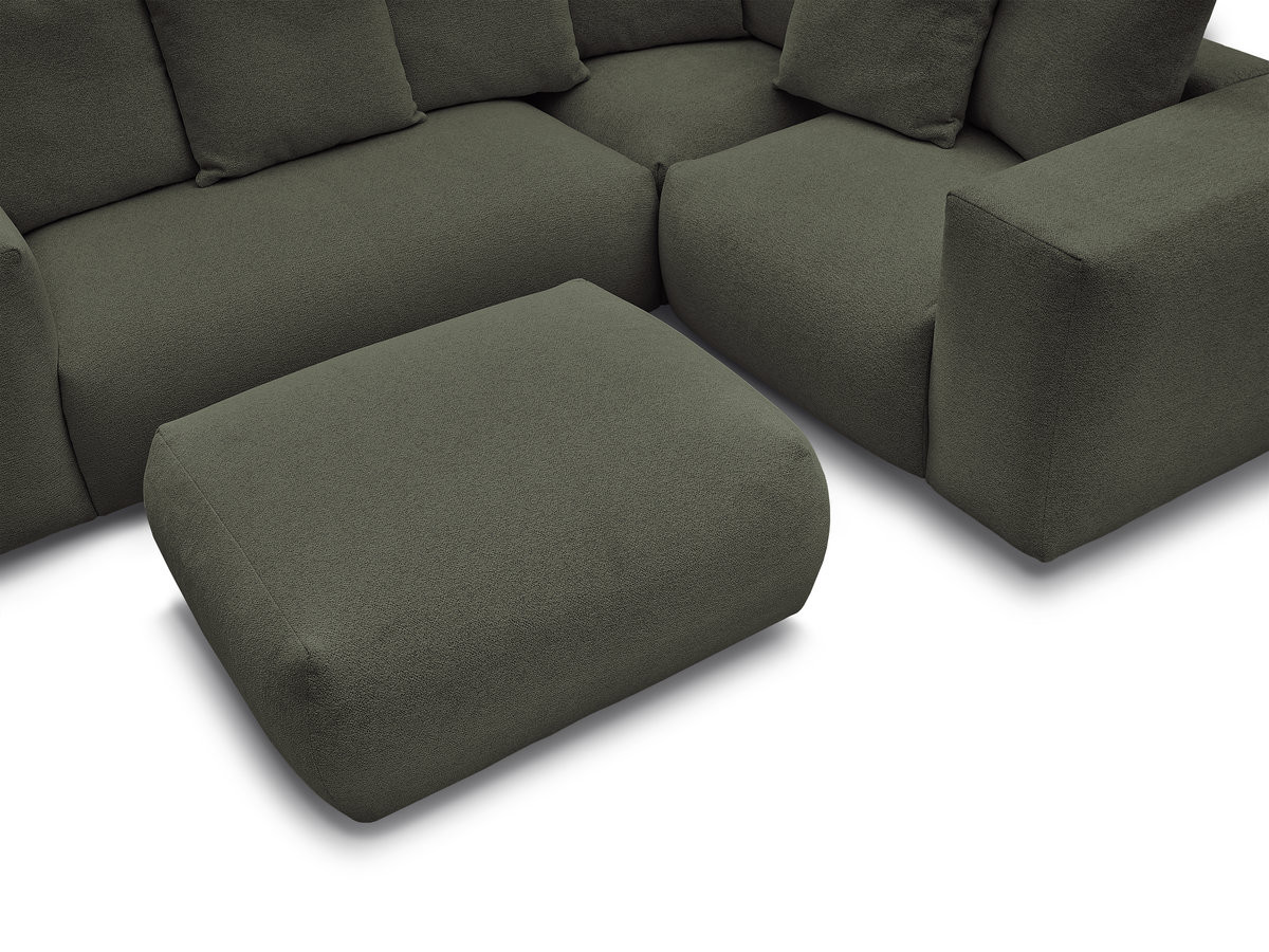 VOLTAIRE modulaire vaste hoekbank met 1 2-zits fauteuil, 1 hoek- en 1 1-zits fauteuil in gemêleerde stof met poef