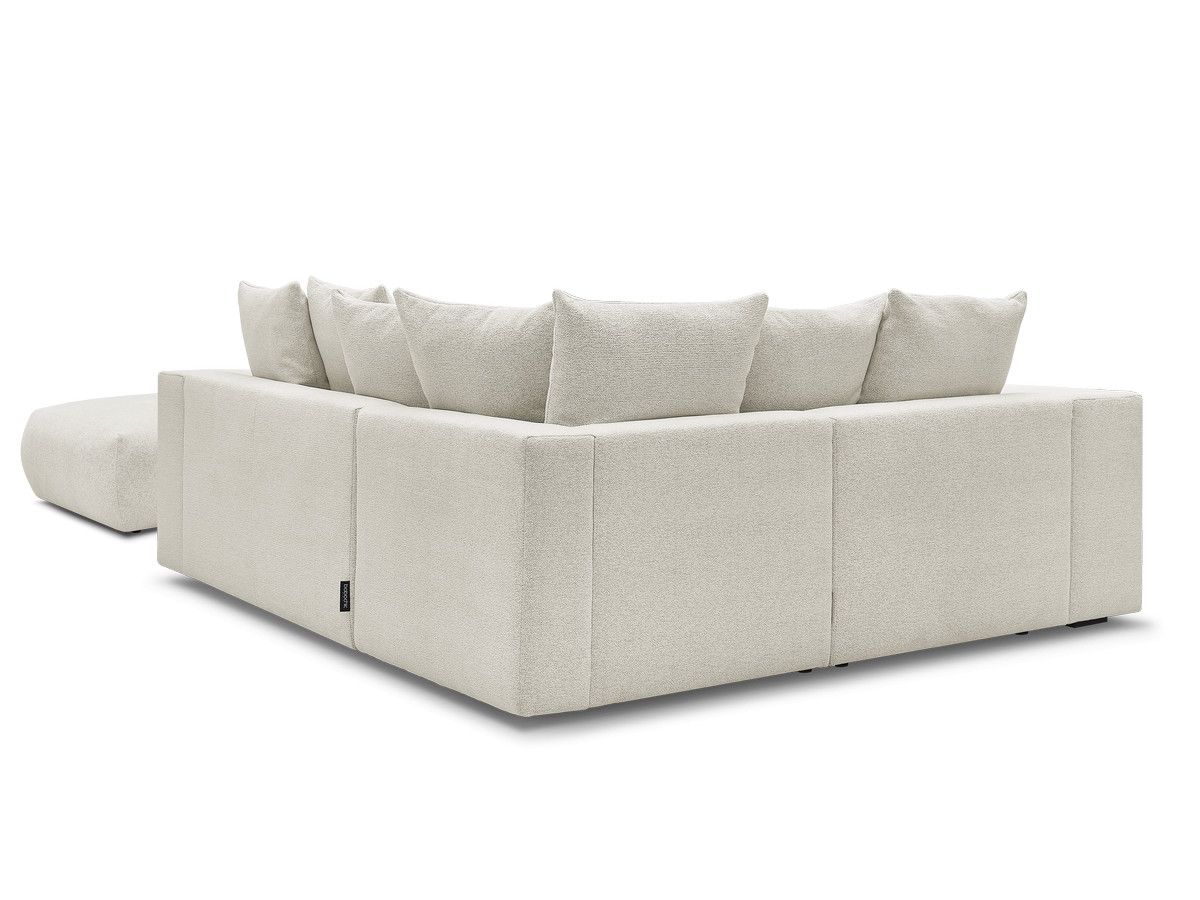 VOLTAIRE modulaire vaste hoekbank met 1 2-zits fauteuil, 1 hoek- en 1 1-zits fauteuil in gemêleerde stof met poef