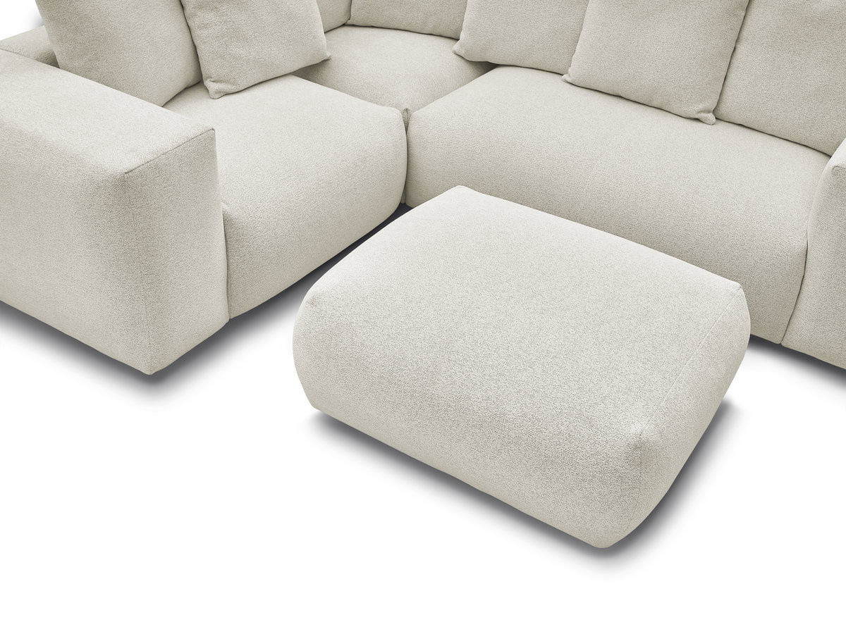 VOLTAIRE modulaire vaste hoekbank met 1 2-zits fauteuil, 1 hoek- en 1 1-zits fauteuil in gemêleerde stof met poef