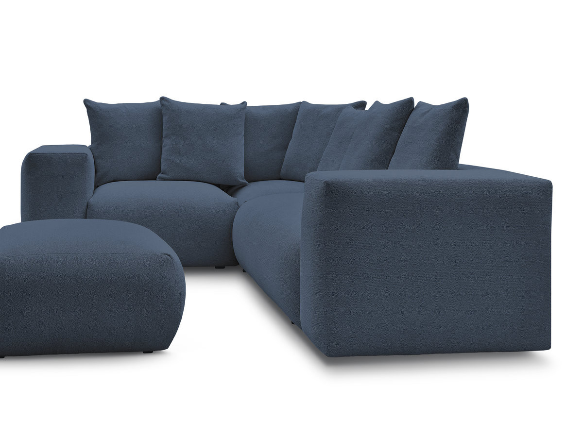 VOLTAIRE modulaire vaste hoekbank met 1 2-zits fauteuil, 1 hoek- en 1 1-zits fauteuil in gemêleerde stof met poef