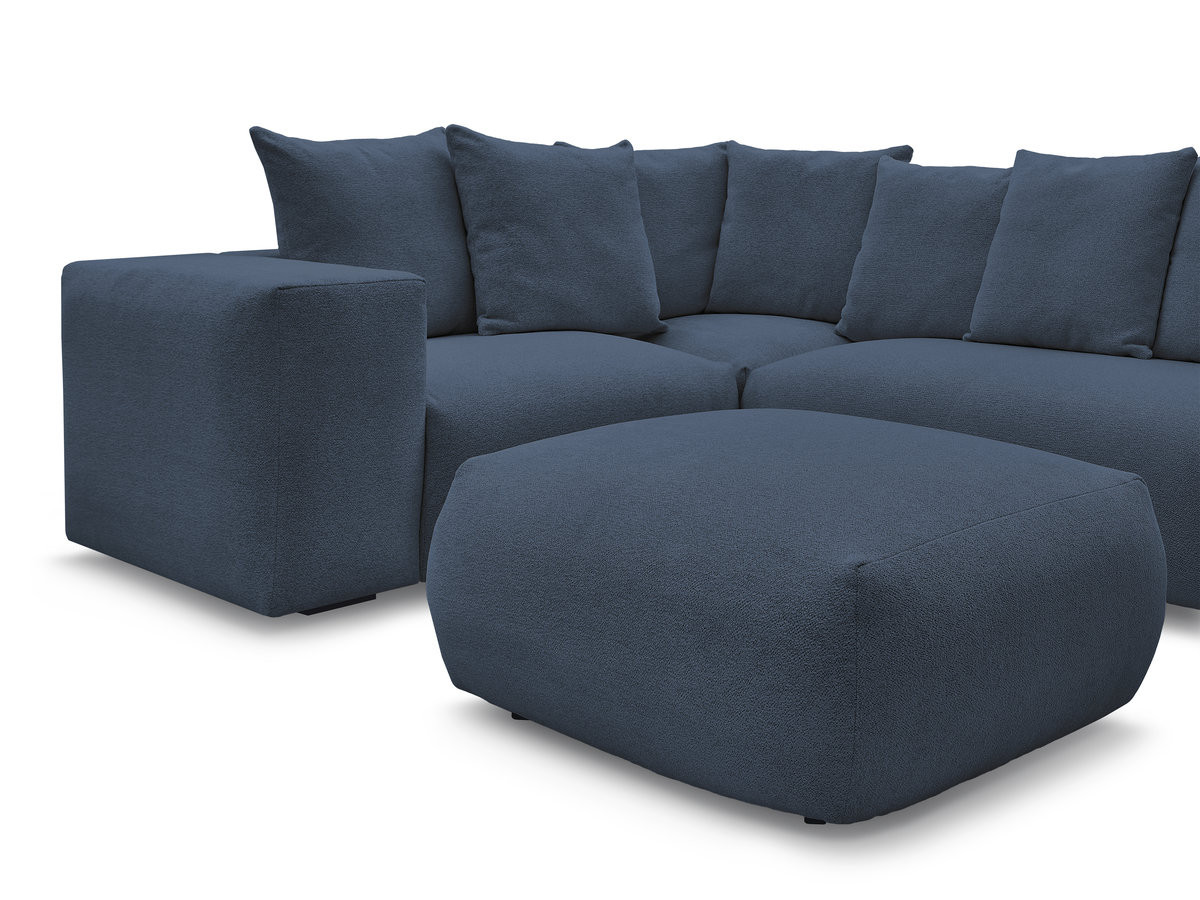 VOLTAIRE modulaire vaste hoekbank met 1 2-zits fauteuil, 1 hoek- en 1 1-zits fauteuil in gemêleerde stof met poef